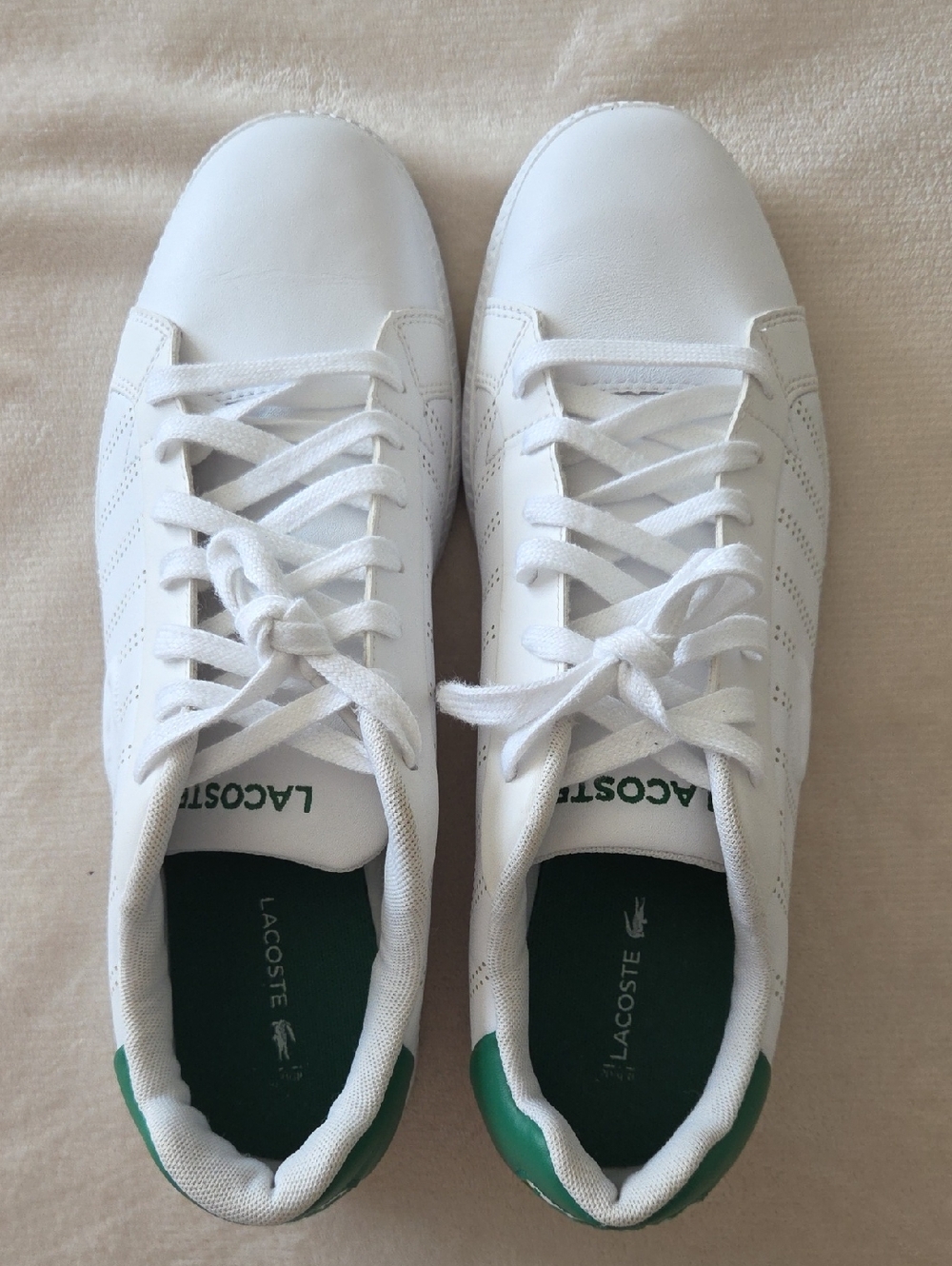 Great Condition Men's Lacoste White Leather Sneakers, Size 10.5 - Picture 5 of 8